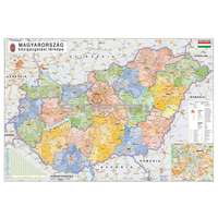 Stiefel Magyarország közigazgatása térkép eltérő járás színezéssel fóliázott faléces