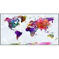 Stiefel Föld fali dekortérkép színes, faléces kivitelben 100x70