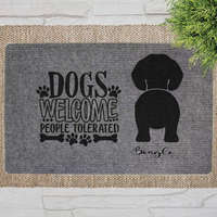  "Dogs Welcome" Beagle szöveges lábtörlő szürke háttérrel (60 x 40 x 0,2 cm)