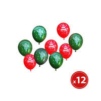  Lufi szett - piros-zöld, karácsonyi motívumokkal - 12 db / csomag