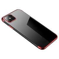 Hurtel Átlátszó tok TPU gél tok fém kerettel Samsung Galaxy S22 + (S22 Plus) piros