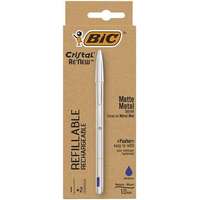 BIC BIC Golyóstoll 0,32 mm, kupakos, matt ezüst színű tolltest, BIC "Cristal Re`New", kék + betét