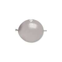 GE.MA.R srl - Italy 33 cm-es bóbitás metál ezüst színű gumi léggömb - 100 db / csomag