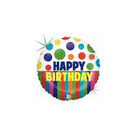 Grabo S.R.L. 45 cm-es Happy Dots Birthday Stripes fólia lufi