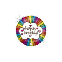 Grabo S.R.L. 45 cm-es fólia lufi Happy Birthday felirattal - Retro Rainbow