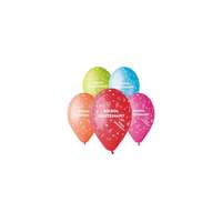  30 cm-es Boldog születésnapot feliratos világoskék színű gumi léggömb - 100 db / csomag