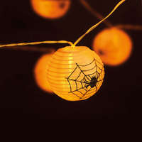 Nonbrand Halloween-i lampion fényfüzér - pókos, fehér - 7,5 x 165 cm - 2 x AA elemes