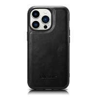 iCarer iCarer Leather Oil Wax valódi bőr tok iPhone 14 Pro Max (MagSafe kompatibilis) fekete (WMI1422072...