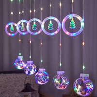 Nonbrand Összefűzhető Karácsonyfa Gömbök, 3m, LED fényfüzér, 8 világítási mód, 10db gömb, zöld-piros-kék-s...