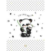 Panda Babastar puha pelenkázó lap 50*70 cm - szürke panda és mamája