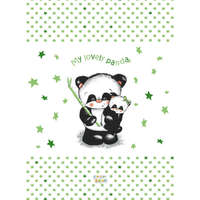 Panda Babastar merev pelenkázó lap 50*70 cm - zöld panda és mamája