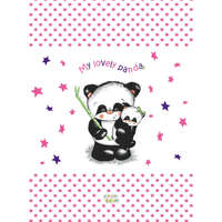 Panda Babastar merev pelenkázó lap 50*70 cm - rózsaszín panda és mamája