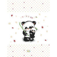 Panda Babastar puha 2 ékes pelenkázó lap 50*70 cm - bézs panda és mamája