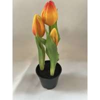 Real Touch tulipán 3 szálas cserepes-NARANCS ballagásra tanárnéni,óvónéni,dadus felirattal is k...