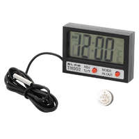  LCD kijelzős hőmérő + óra - Fekete