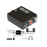 Jack Digitalis rca/toslink - 2x rca+3.5mm jack, analog audio átalakitó/adapter/konverter, anya-anya, f...
