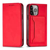 Hurtel Mágneses kártyatartós tok Samsung Galaxy A23 5G flip cover pénztárca állvány piros