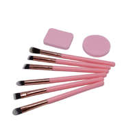  Pabibrow ívelt kozmetikum Sminkecset 6 db-os rózsaszín készlet + 2 db smink szivacs rózsaszín