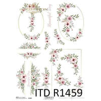 ITD Collection R1459 ITD Rizspapír A/4, 30gr - Keretes virágminták &#34;Legszebb nap&#34; D
