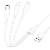 Borofone Töltő és adatkábel 3in1 Type-C/Lightning/Micro-USB csatlakozóval 1 méter Borofone BX71 fehér