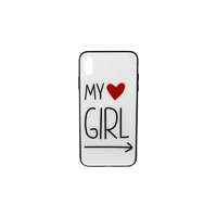 Nonbrand Telefontok üveges hátlappal szivecskés mintával My Girl iPhone XS Max