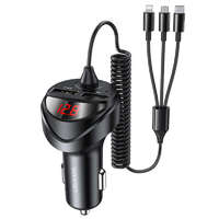 USAMS Dupla USB portos autós gyorstöltő 3.4A + 3 in 1 Type-C/lightning/micro USB kábel Usams C22 CC119...
