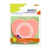 Stick'n STICK N Öntapadó jegyzettömb, szív alakú, 70x70 mm, 50 lap, STICK N, rózsaszín