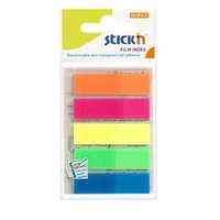 Stick'n STICK N Jelölőcímke, műanyag, 5x25 lap, 45x12 mm, STICK N, neon színek