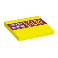 Stick'n STICK N Öntapadó jegyzettömb, 76x76 mm, 90 lap, STICK N "Extra Sticky", neon sárga
