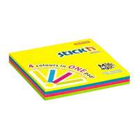 Stick'n STICK N Öntapadó jegyzettömb, 76x76 mm, 100 lap, STICK N "Magic Pad" neon színek