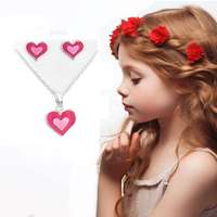  Pink szíves nyaklánc, fülbevaló, 1 pár szett - 925 ezüst gyerek ékszer- 28978