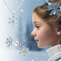  Hópehely nyaklánc + fülbevaló, 1 pár karácsonyi ékszerszett - 925 ezüst gyerek ékszer- A45615S45477