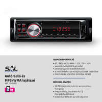 Sal SAL Autórádió, Bluetooth-tal, USB, SD, LED-kijelzővel, VBT 1000/RD, AM/FM/SD/USB/BT/AUX Piros, Sa...