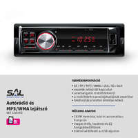 Sal SAL VBT 1100/RD Autórádió MP3 WMA lejátszó BT telefon kihangosító bluetooth 4X45W