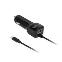  Autós univerzális USB/iPhone (lightning) töltő, 5V 2100mA+2100mA, M-LIFE (ML0993)