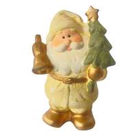 OEM 2 db karácsonyi figura, Mikulás, Felinar, Lut natúr, 7x7x15 cm és 7x7x14 cm, citromsárga/metál ju...