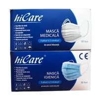 HiCare HiCare maszk készlet, (50 kék orvosi maszk BFE>98% és 50 kék BFE>95%) egészségügyi maszkok, 3 rét...