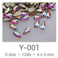 Profinails Profinails forma strasszkövek #Y-001 Crystal AB 12 db (6x3 mm csepp)