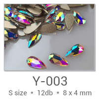 Profinails Profinails forma strasszkövek #Y-003 Crystal AB 12 db (8x4 mm csepp)