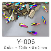Profinails Profinails forma strasszkövek #Y-006 Crystal AB 12 db (8x2 mm csepp)