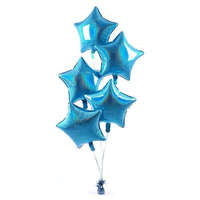 KidMania Csokor 5 fólia léggömbök csillagok, Baby Shower kék, Stars Magic, 18 inch