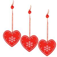 Springos Springos Karácsonyfadísz "szív" 3 db - piros
