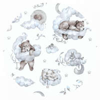  Baby Shop 4 részes babaágynemű - Felhőn alvó állatok kék