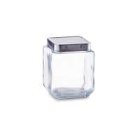Zeller Zeller tárolóedény, üveg/rozsdamentes acél, 11x11x14 cm, 1,1 l, átlátszó