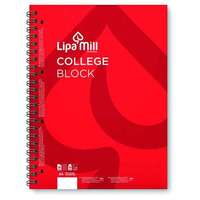  Lipamill College Block lyukasztott spirálfüzet 70 lapos - A5 vonalas - piros