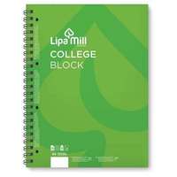  Lipamill College Block lyukasztott spirálfüzet 70 lapos - A4 kockás - zöld