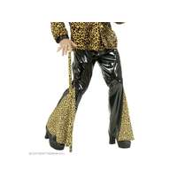 widmann Fekete nadrág leopárd mintájú díszítéssel férfi jelmez XL-es méretben
