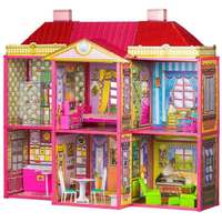 Ecotoys Ecotoys Villa 2 szintes Babaház bútorokkal Barbi babához #rózsaszín