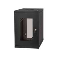  Stalflex RC10-9U-300GB 10" 9U 300 mm mély lapra szerelt fekete üveg ajtós fali rack szekrény