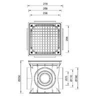  UDVARI VÍZNYELŐHÁZ - Taposórácsos süllyesztett ötirányú csatorna (75,110,160 mm) bekötő elem - ST...